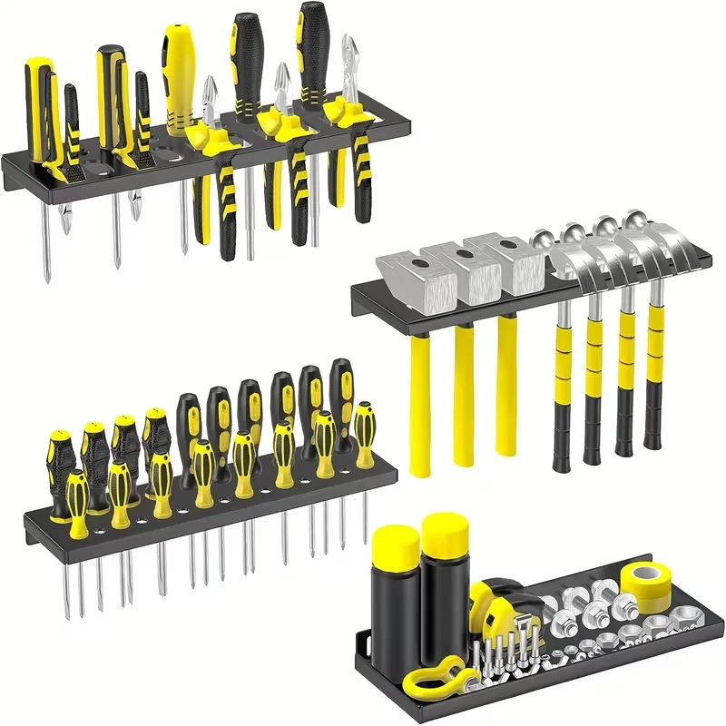 Metal Tool Organizer Wall Mount For Storage Of Screwdrivers, Pliers, Hammers, And Wrenches In Workshop