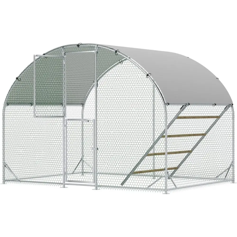 

Просторный металлический курятник 10x6.5x6.5 футов с дверцей для кормления, круглой верхней дверцей, УФ-защитой, уличная клетка для птицы и кроликов