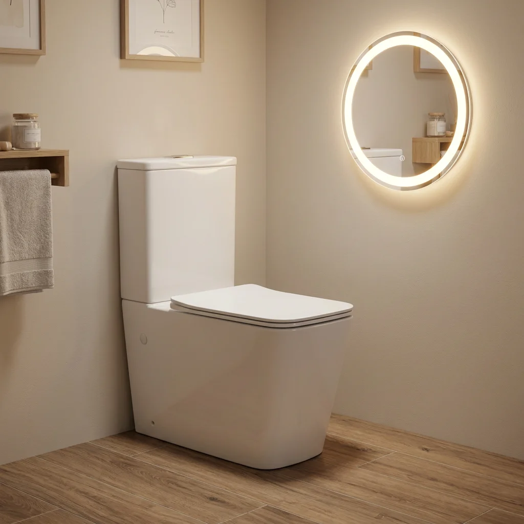 Modern Square Two-Piece Ceramic Toilet with Dual-Flush and P-Trap Drainage, Applicable for Hotels, Villas, Schools and Hospitals