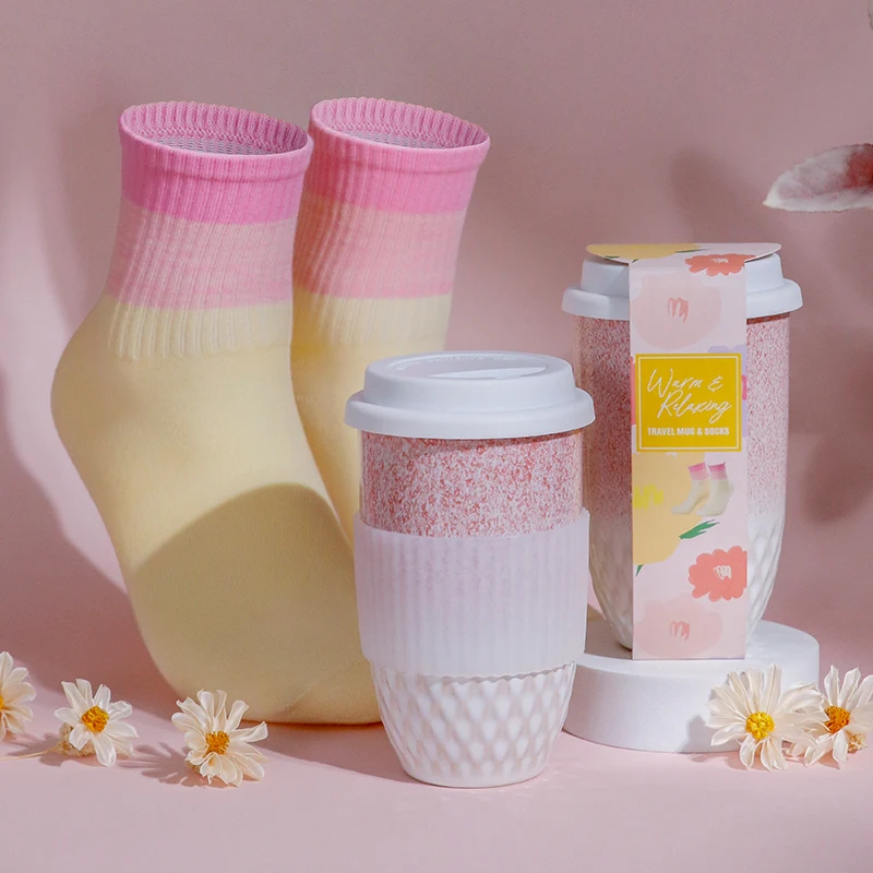 

Novelty Sock & Coffee Cup Set Cute 39-42 Size 350ml High Quality Ceramic Mug With Lid Birthday Festival Gifts Practical Present