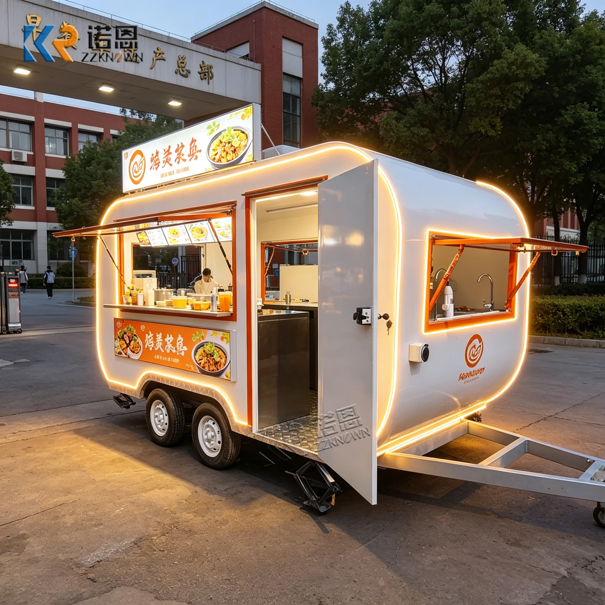 

Wholesale Outdoor Mobile Food Truck Trailer Stainless Steel Food Trailer Commercial Food Truck with Full Kitchen Equipment