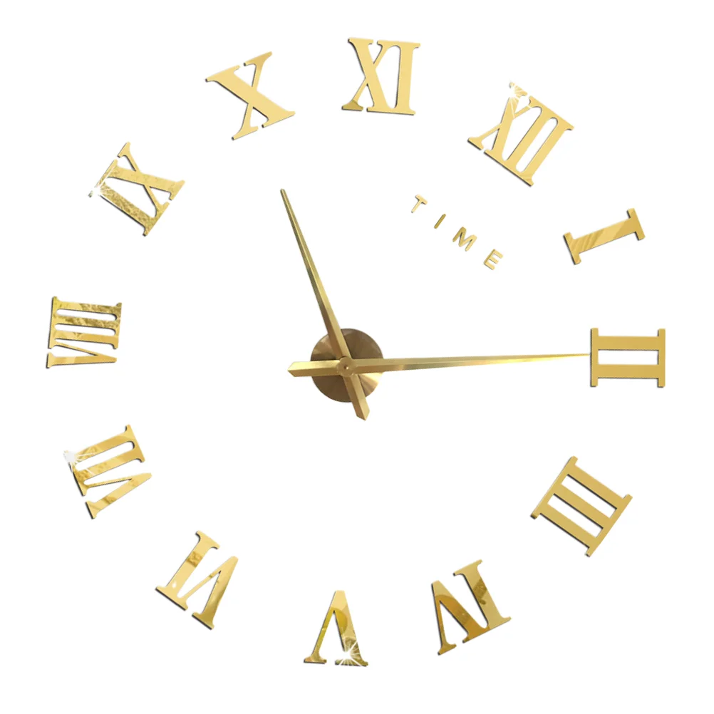 Mirror Surface Wall Clock DIY Wall Clock Home Decorative Wall Clock Living Room Wall Clock (Golden Shipment without )