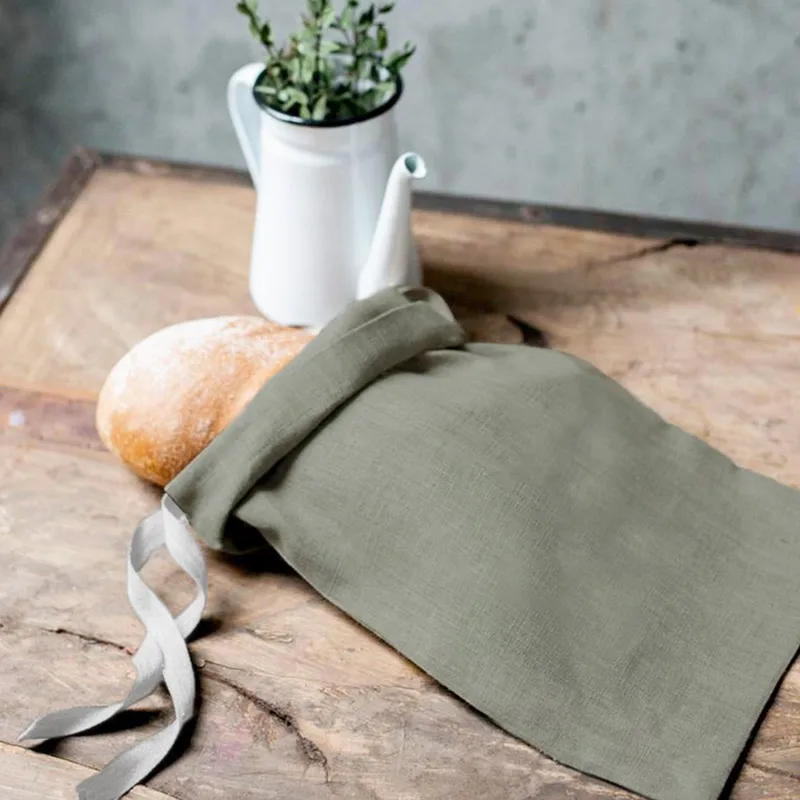 

Reusable Produce Bag with Drawstrings 100% Natural Linen Washable for Shopping Storage Christmas Gift Food Safe Groceries TJ7720