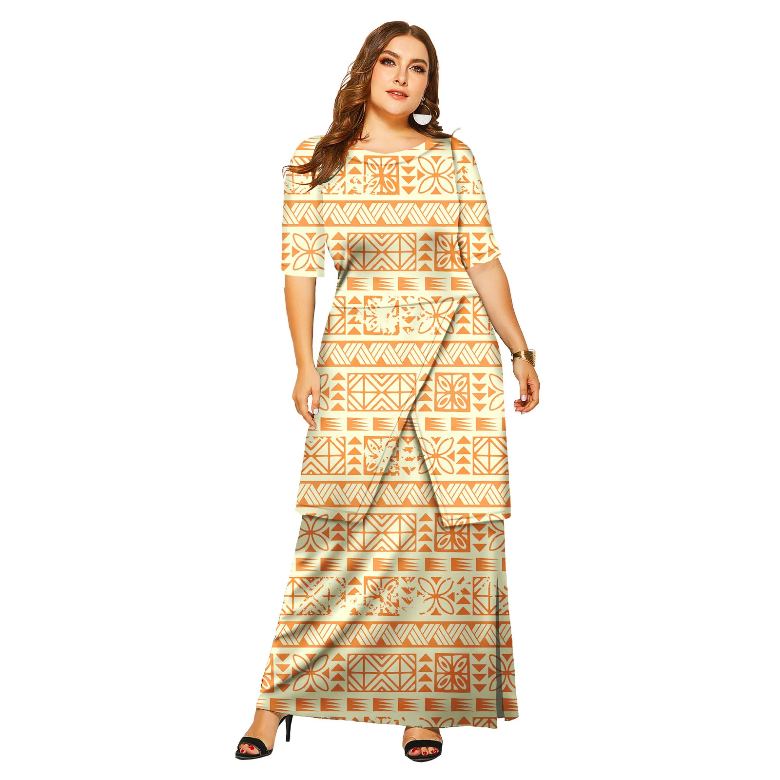 

Brand New Gift Custom Ladies Wear Polynesian Lady Clothes Hawaiian Plus Size Tapa Classic Puletasi Samoan Beach Women Skirts Set