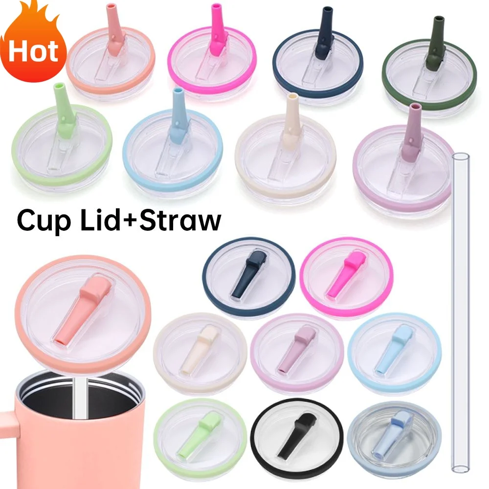 40oz Tumbler Flip Straw Lid Replacement for Stanley Quencher H2O Spill Proof Splash Resistant Tumbler Lids Reusable Straw Cap