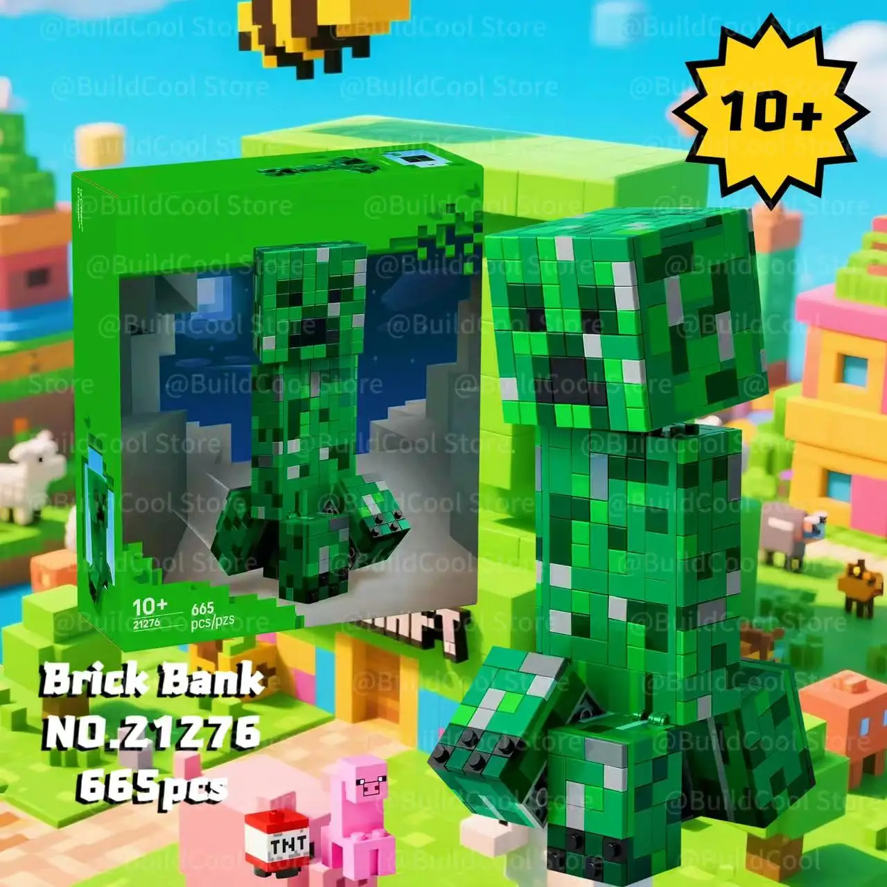 MINISO en Stock 21276 nouveau monde Creeper brique modèle ensemble décoration, cadeau d'anniversaire, cadeau d'halloween