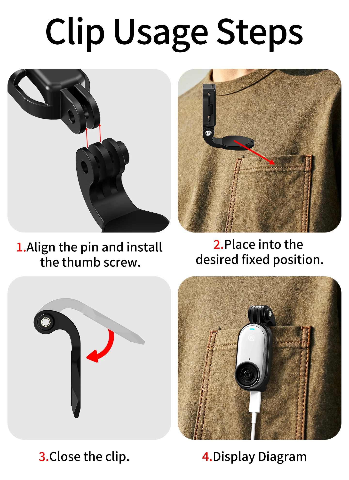 Action Kamera Halterung POV Brust Hut Clip für Insta360 Go3S Rahmen Feste Magnetische Quick Release für Go Ultra für DJI GoPro Halterung – Detail 2