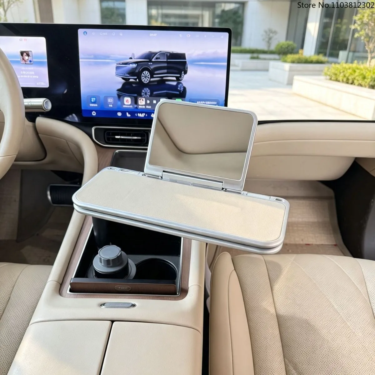 For AITO Li Auto Car Suspended Folding Table Board Multifunctional Auto Modification Accessories Rear Row Leather Desk New 2026