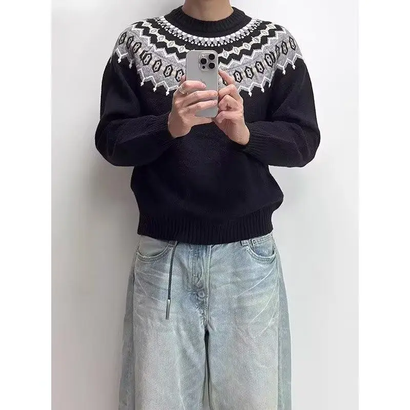 الأمريكية الرجعية عادية V-Ne محبوك سترة الرجال اللون المفتوحة سترة لينة البوليستر طويلة Sve الشتاء ملابس خارجية