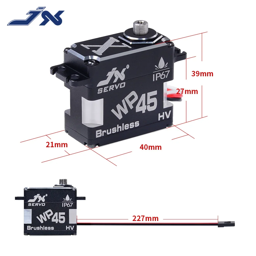 

JX WP45 45kg IP67 Waterproof Brushless Servo Full Metal Gear High Precision CNC Shell for RC UAV Robot Industrial Applications