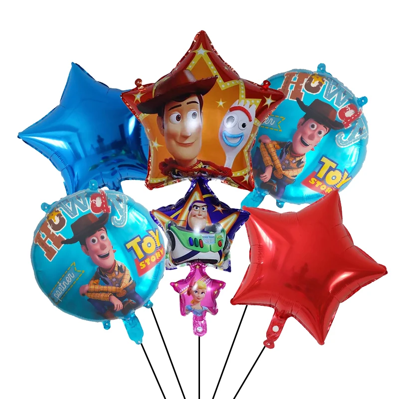 5Pcs/Set Disney  Toy Story Aluminum Film Balloon Woody Female Cowboy Buzz Lightyear Woody Aluminum Film Balloon