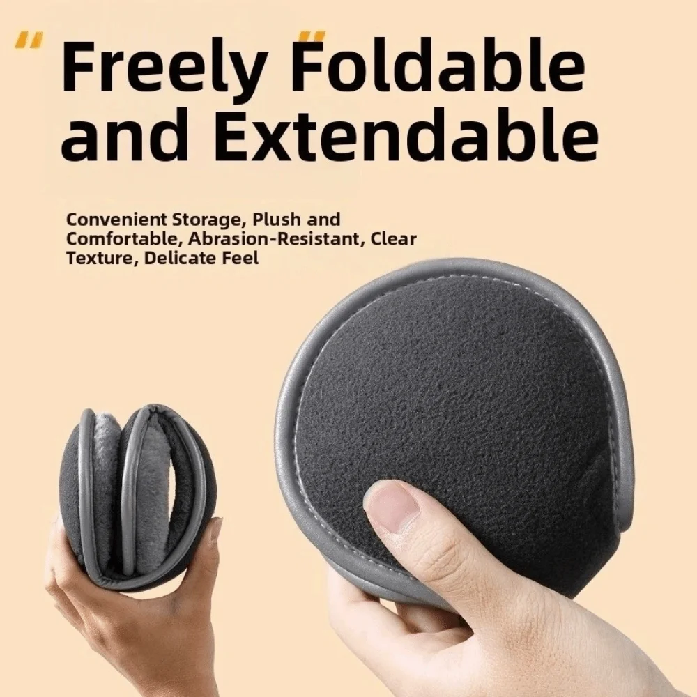 Fashion Reflective Winter Foldable Earmuffs Soft Plush Ear Warmers Solid Color Thickened Ear Cover Winter