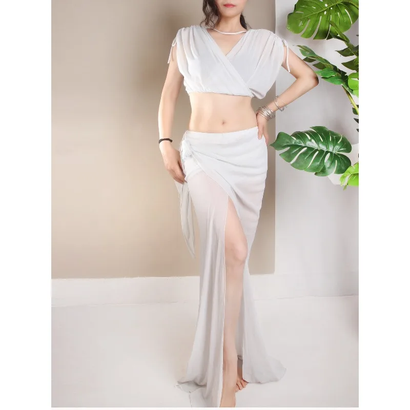 Costumi di danza del ventre personalizzati Abito da pratica Elegante set di abiti da spettacolo in rete