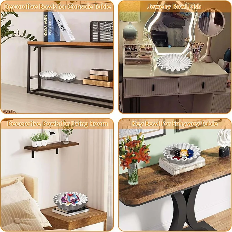 Декоративная чаша с рюшами и фестонами из смолы, зернистая чаша для фруктов, прочная настольная чаша для прихожей, для кофейной обеденной консоли