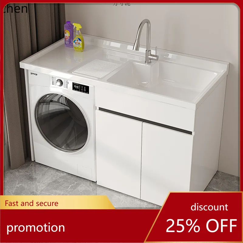 ZML Laundry Cabinet Integrated Basin Washing Machine Cabinet Combination Drum Companion with Washboard Bathroom Cabinet