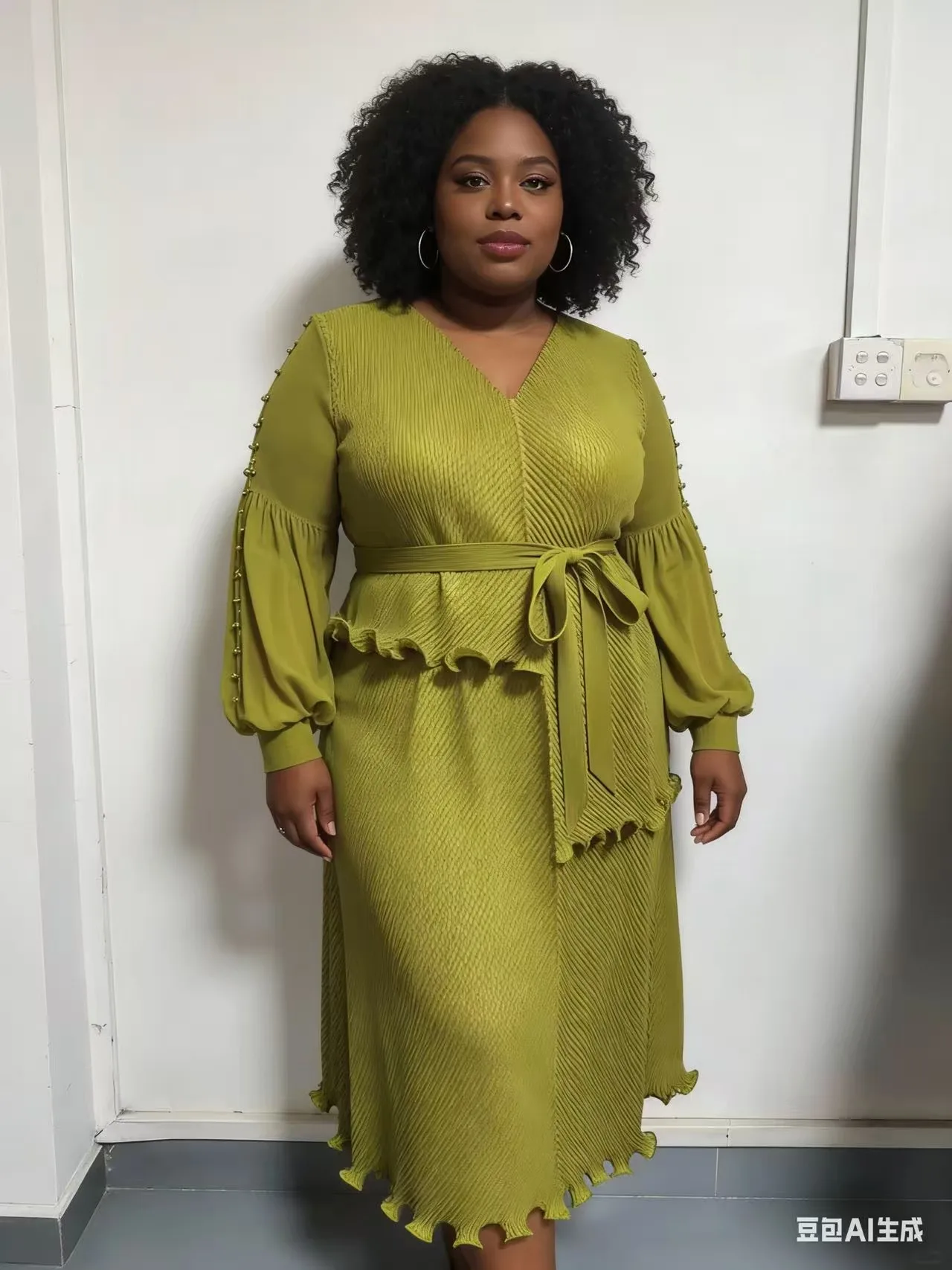 

Miyake плиссированное однотонное длинное платье с v-образным вырезом, темпераментная тонкая юбка с талией, женская новинка зимы 2025 г.