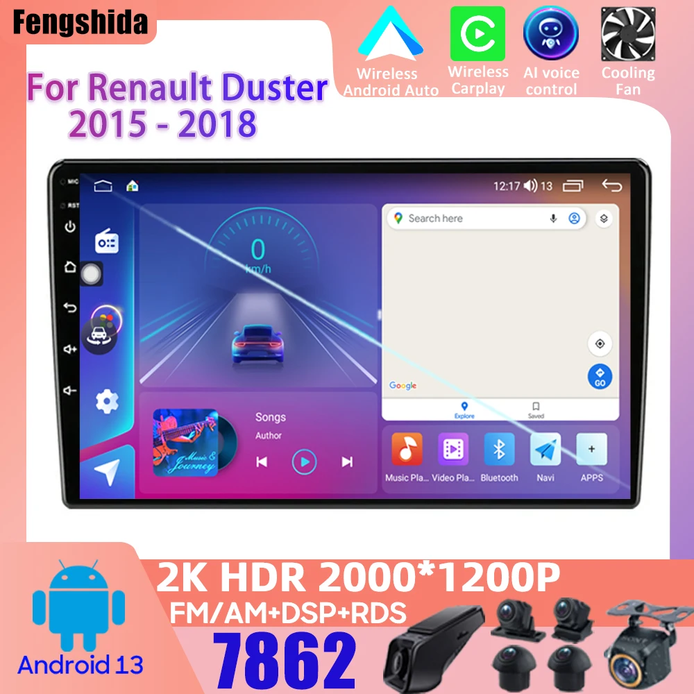 

Android 13 для Renault Duster 2015- 2018 GPS-навигация Сенсорный экран зеркальная ссылка Carplay Авторадио No 2din DVD стерео головное устройство