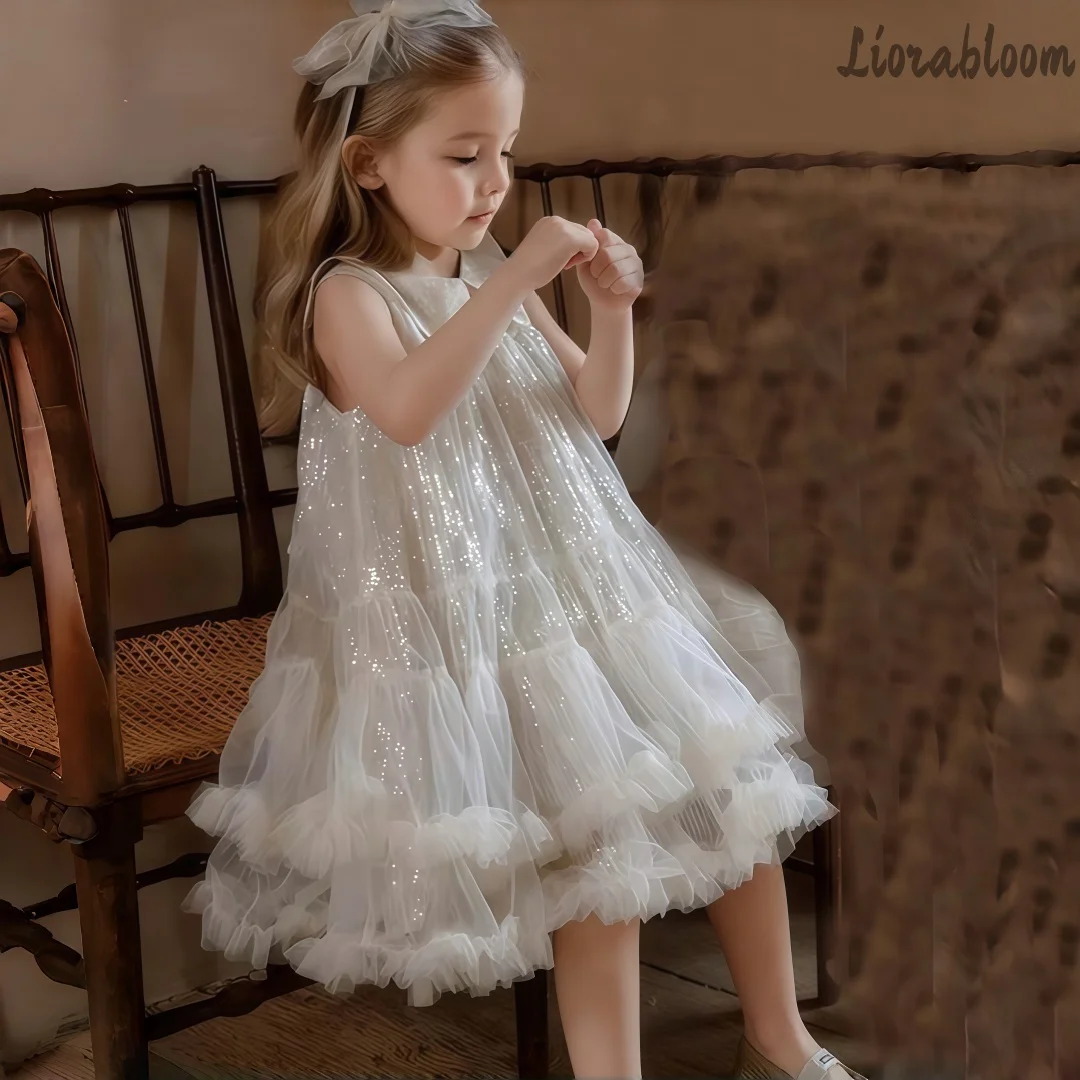 Abito da Damigella Bianco su Misura, Stile Designer, Abbigliamento Elegante per Matrimoni, Vestito Fresco ed Elegante per Ragazze, Mini Abito da Festa