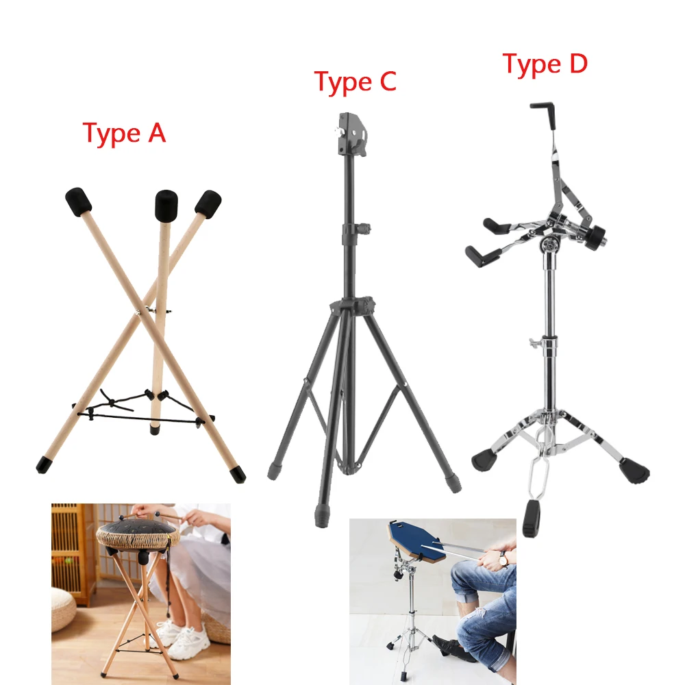 Adjustment Hand Drum Rack Stand Beech Wood/Metal Triangle Bracket Hang Handpan Universal Folding Portable for 10 12 Inch Drum