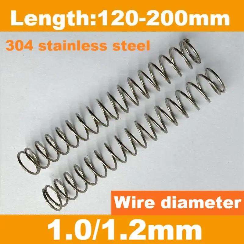 

304 stainless steel compression spring,Shock-absorbing compression spring WireDia1.0/1.2mm,Length120/150/180/200mm 2pcs/lot