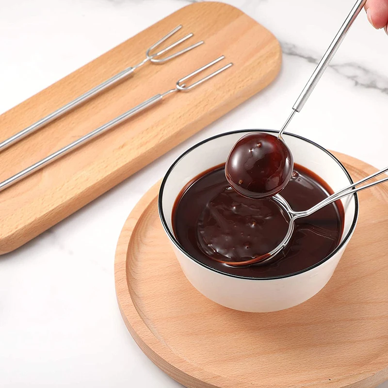 4-Piece Chocolate Dipping Set, Fondue Fork, Spear, Slotted Spoon for Handmade Chocolate Candy Pralines