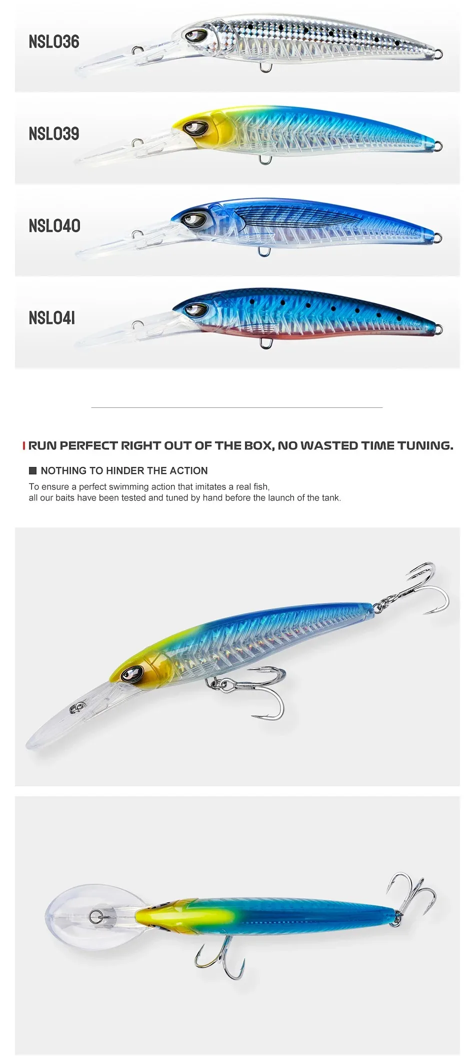 Noeby 2 stücke 47g 94g Tiefe Tauchen Große Minnow Köder Künstliche Wobbler Harten Köder Crankbait Meer Bass hecht Barsch Angelgerät – Detail 7