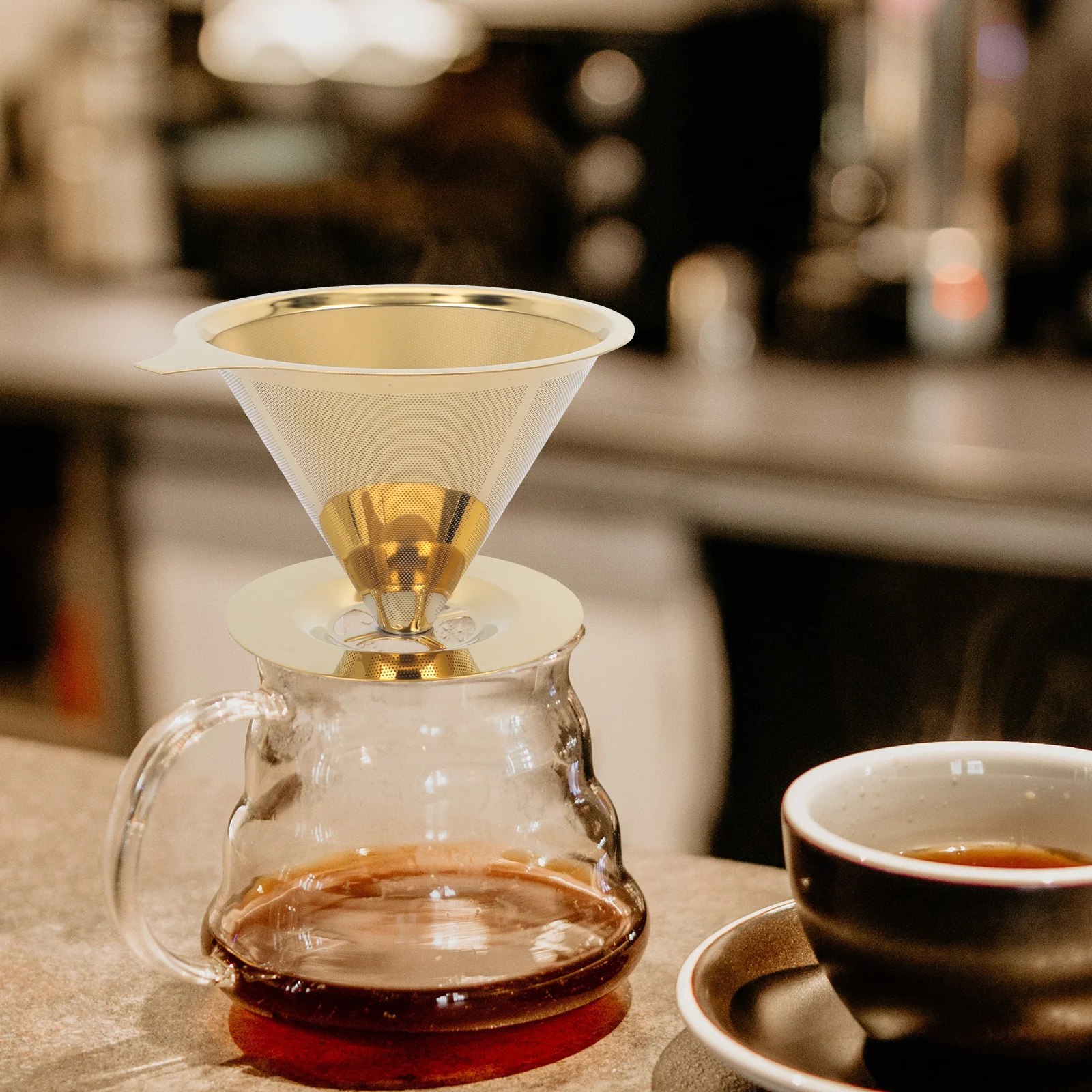 

Stainless Steel Coffee Filter Durable Reusable Easy Clean Double Layer Mesh Design Smooth Surface Sturdy Body Exquisite