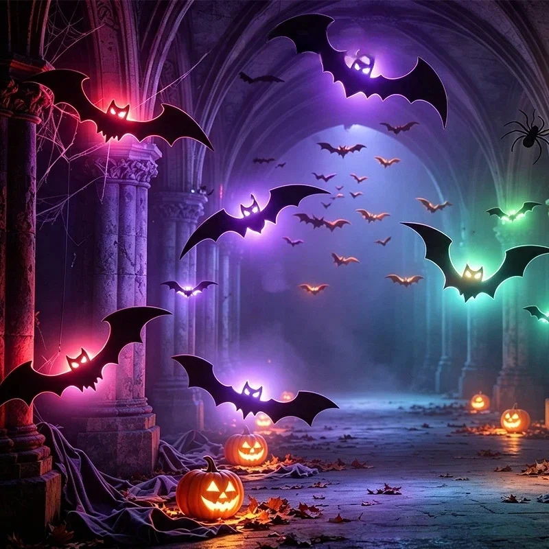 Halloween Bat Light RGB Colorful Remote Control Rechargeable Glowing Sheet Magnetic Suction Atmosphere Decor Light Factory Whole