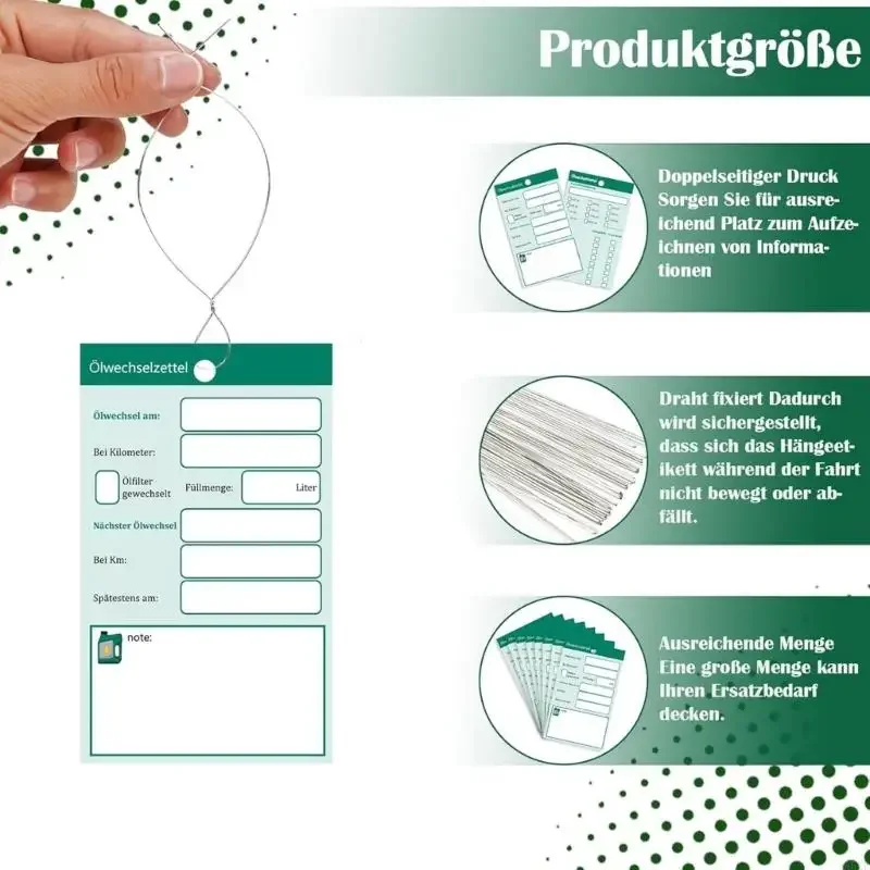 50pcs/100pcs 6x10cm تغيير الزيت المعلقات علامات زيت تغيير الملاحظات