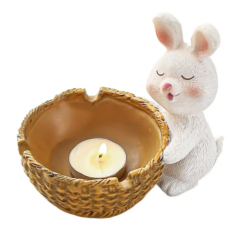 Bunny Tealight Holders Cute Resin Candle Holder Bunny Tealight Holder Easter Cartoon Scented Light Holder Warming Tabletop