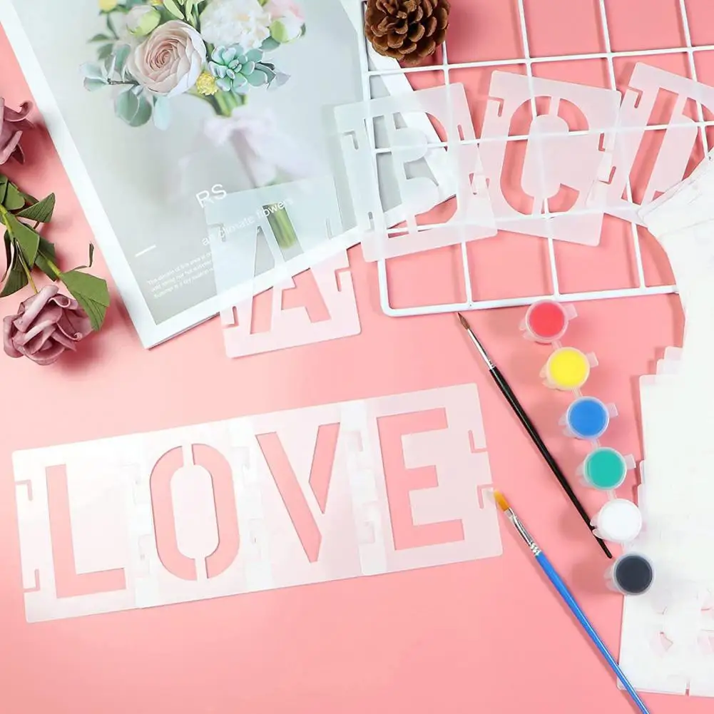 42Pcs modello di pittura fai da te lavabile riutilizzabile a forma di lettera dell'animale domestico disegno fai da te Graffiti Stencil Board Art Supplies