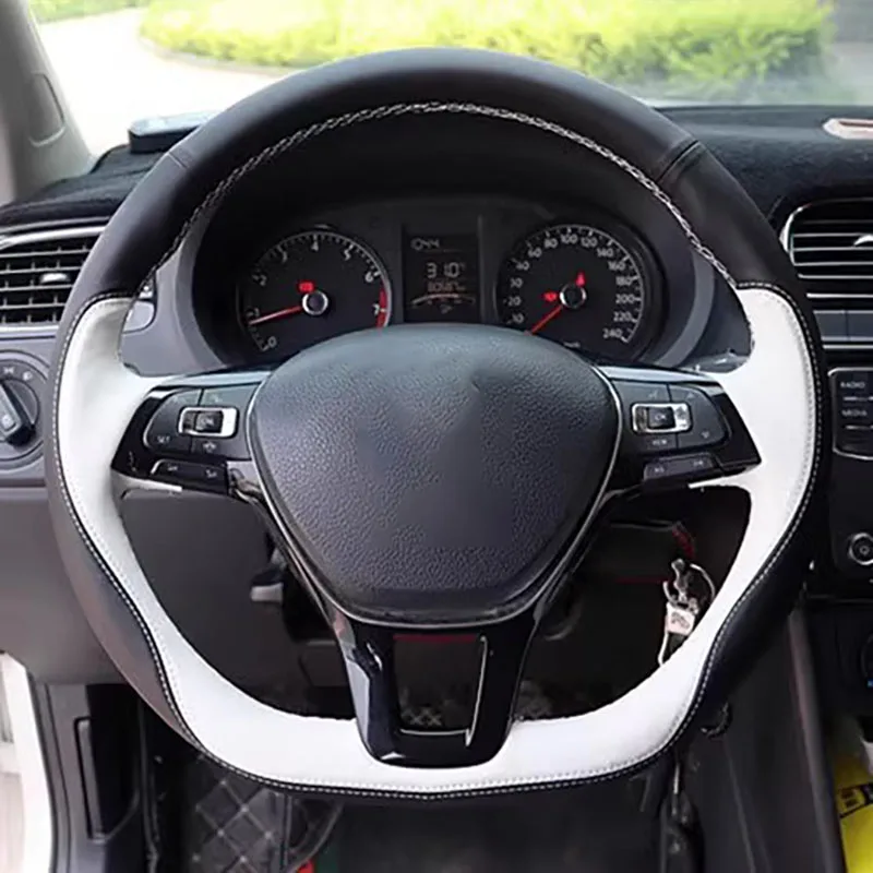 Custom Hand Sewing Carbon Fiber Car Steering Wheel Cover For Volkswagen VW Golf 7 Mk7 New Polo Jetta Passat B8 T Car Accessories