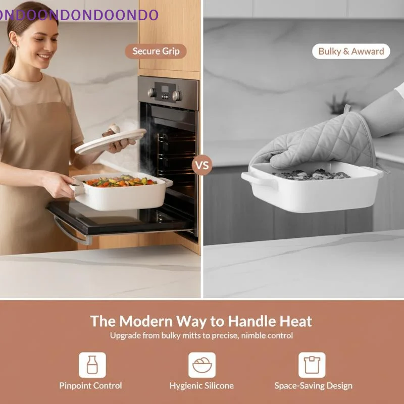 Oil-Proof Heat Resistant Silicone Cooking Gloves 3-Finger Anti-Slip Oven Mitts for Kitchen Frying Baking Grilling