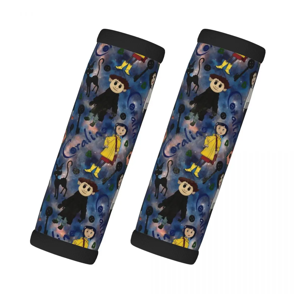

Custom Coraline Movie Luggage Handles Wrap Grips 2 Pcs Handle Grip For Travel Bag Luggage Suitcase Airplane Comfortable