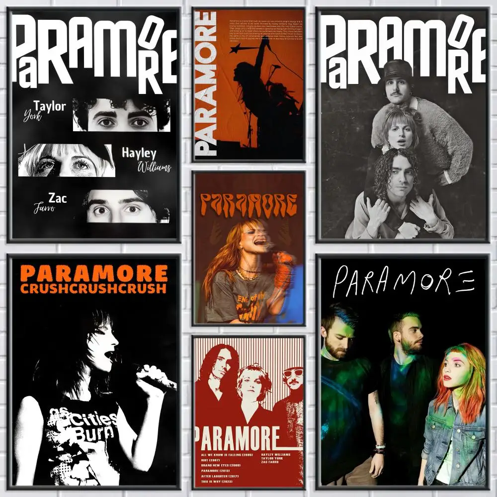 Póster de banda P-Paramore, pegatinas de pared modernas y elegantes para decoración del hogar, sala de estar, dormitorio, arte de pared