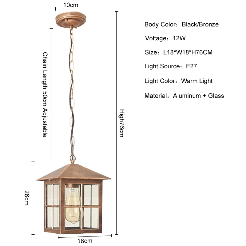 الأوروبي في الهواء الطلق مقاوم للماء قلادة مصباح خمر شرفة الممر العنب الإطار أضواء لوفت فناء مطعم Hanglamp تركيبات