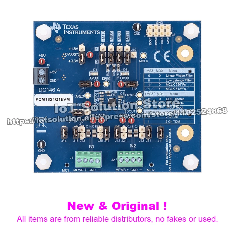 PCM1821Q1EVM PCM1821-Q1 evaluation module for stereo, 192-kHz, hardware-controlled audio ADC with 106-dB SNR