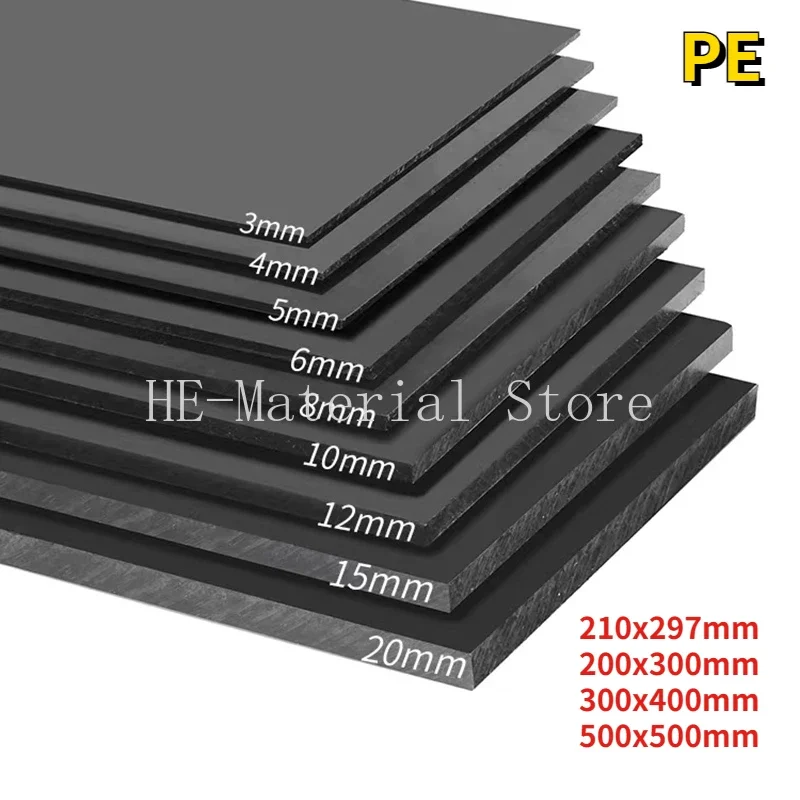 

1-5Pcs 200x300-500x500mm Black Plastic Plate PE Polyethylene Hard Plastic Sheet Thickness 2/3/4/5/6/8/10/15/20mm