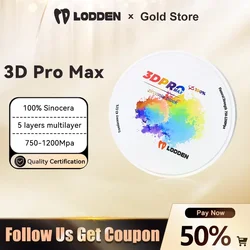 Lodden 3D PRO MAX-Dentaire contre-indiqué, Conia Night, Multicouche, Vita16, Document, Laboratoire dentaire, Prothèse dentaire, Matériel pour dentiste, Capture d'écran CAD, 98mm, Système ouvert