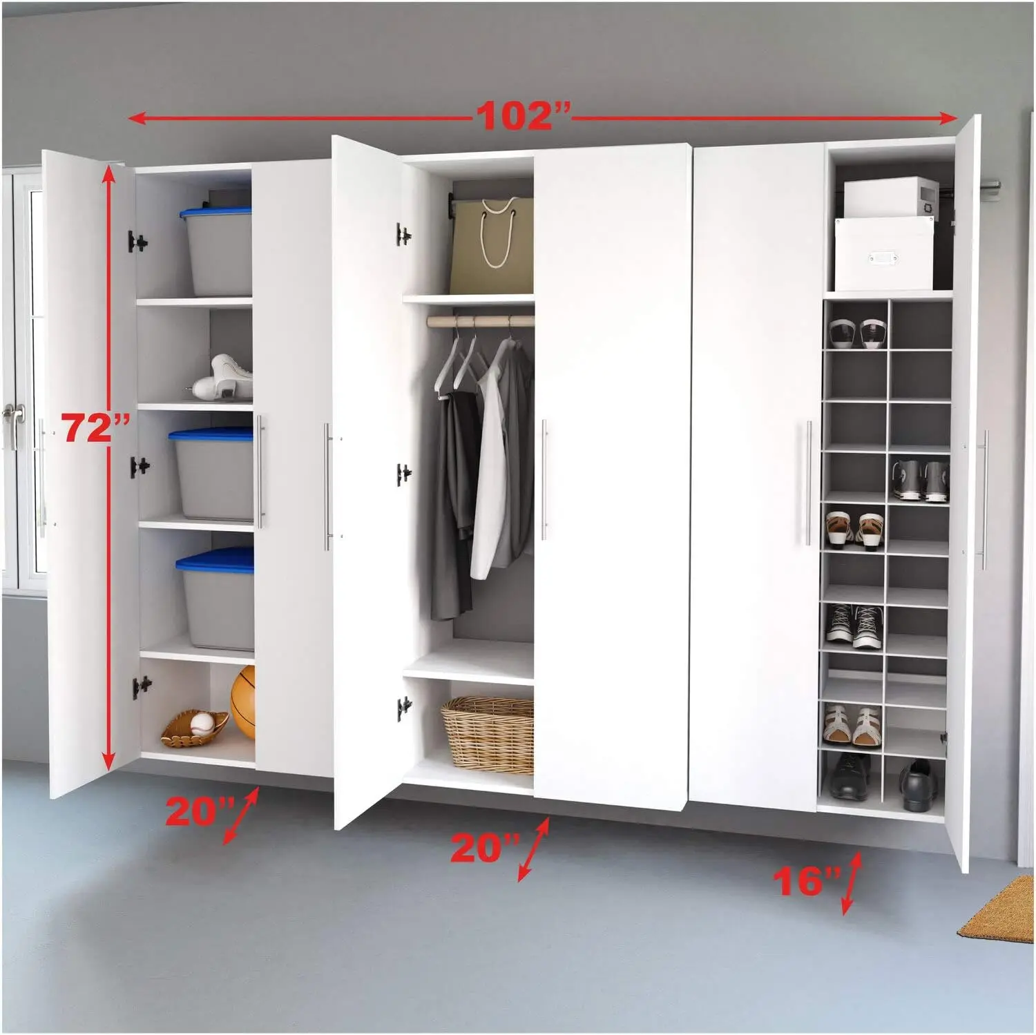 Storage Cabinet Set, 72 in. H x 102 in. W x 20 in. D, White, Set L - 3