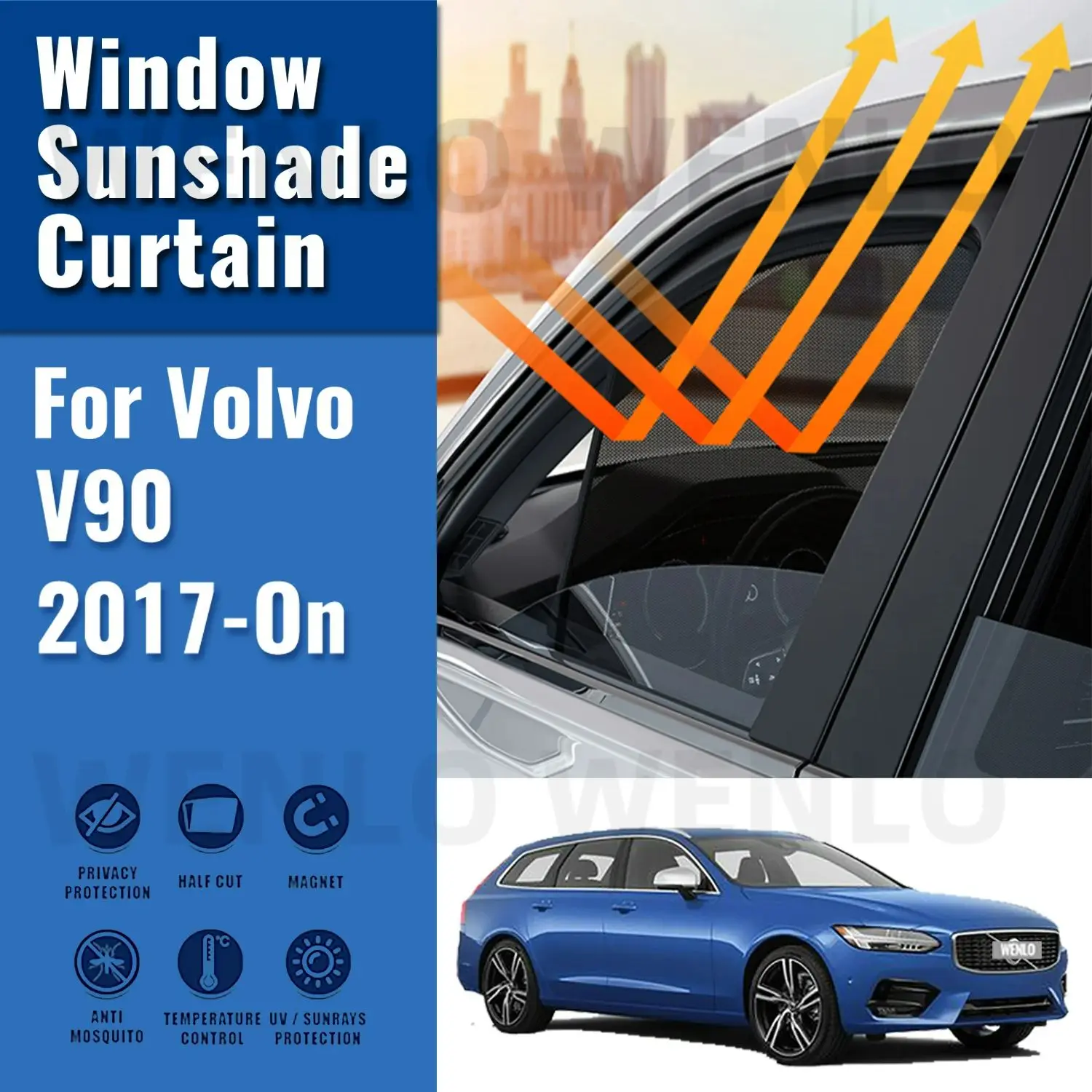 

For Volvo V90 2017-2024 V 90 Car Sunshade Shield Magnetic Front Windshield Frame Blind Curtain Rear Side Window Sun Shade Visor