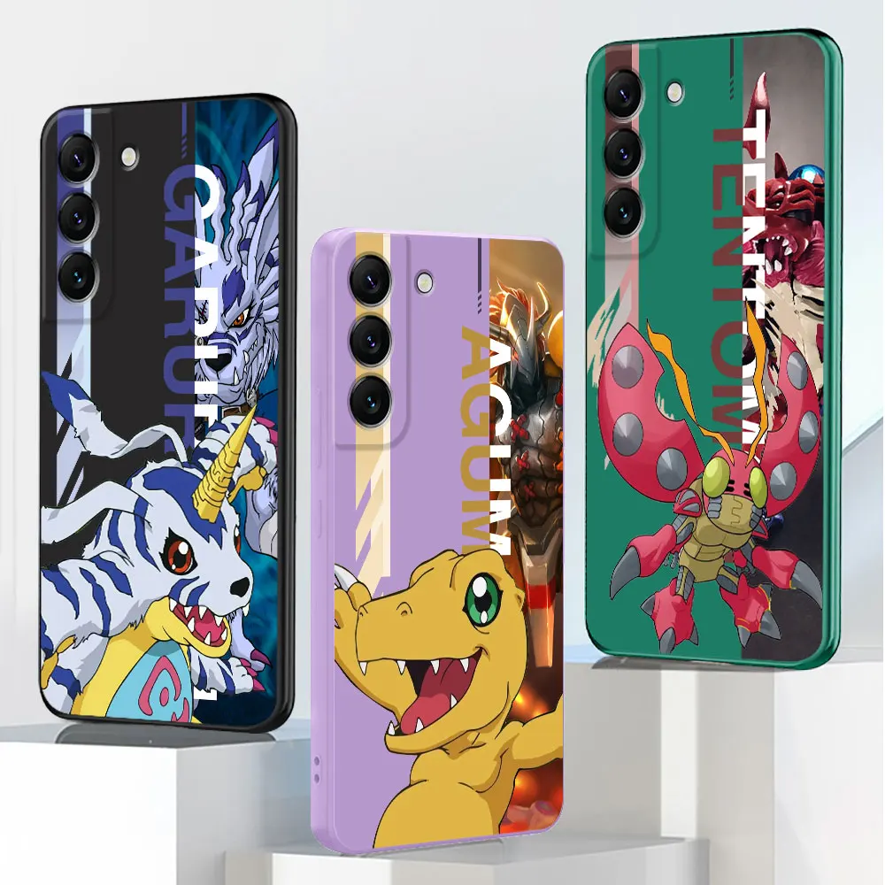 Digimon Digital Monster Coque Case for Samsung Galaxy S24 S20 FE S10e S21 S22 Plus S23 Ultra 5G Luxury Square Liquid Cover