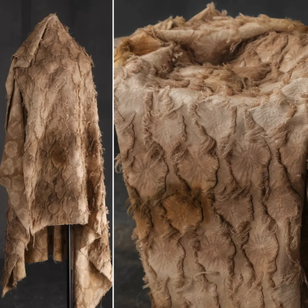 

Ткань из хлопка и льна с бахромой, плотная, для пошива курток, дизайнерская ткань для одежды, материал для рукоделия и шитья