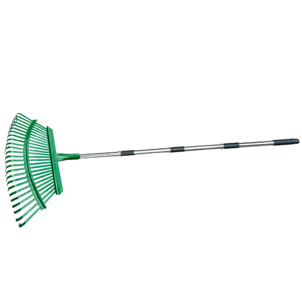 Carbon Steel Garden Rake with Adjustable Handle for Lawn and Leaf Cleaning Practical Size for Easy Handling in Garden