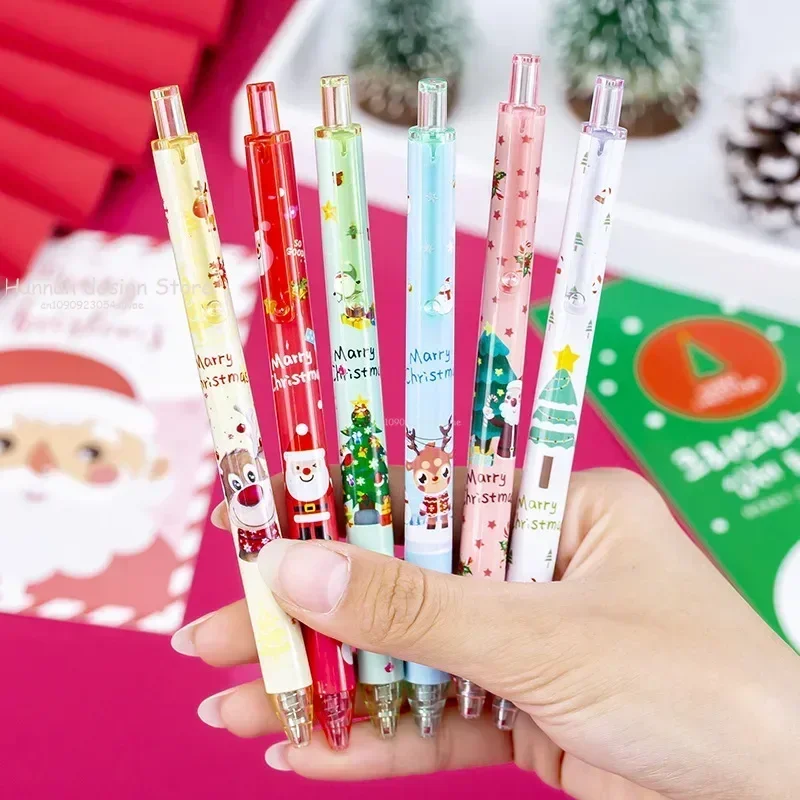 2Pcs/Lot Christmas Themes Press Gel Pen 0.5mm Black Ink Creative Cartoon School Student Gift Stationery Office Signature Pen