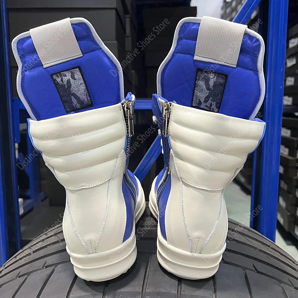 

Brand White Platform High Top Premium Sneaker RO Shoes Latest Model Blue Leather Zip Women's Gothic Punk Streetwear Fashion Shoe