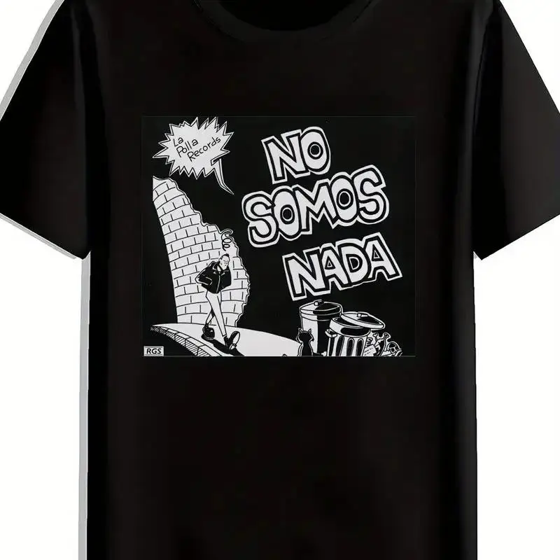 Camiseta negra para hombre con diseño de banda de rock retro No Somos Nada Short ò