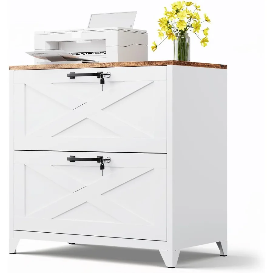 2 Drawer Lateral File Cabinet with Lock, Metal Filing Storage Cabinets for Home Office, Files Folders Letter/Legal/A4 Size