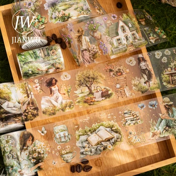 Jianwu 60มม. * 200ซม. ชุดเสื้อผ้าปาร์ตี้วินเทจวัสดุดอกไม้คอลลาจเทปเครื่องเขียนสมุดไดอารี่แบบสร้างสรรค์ DIY