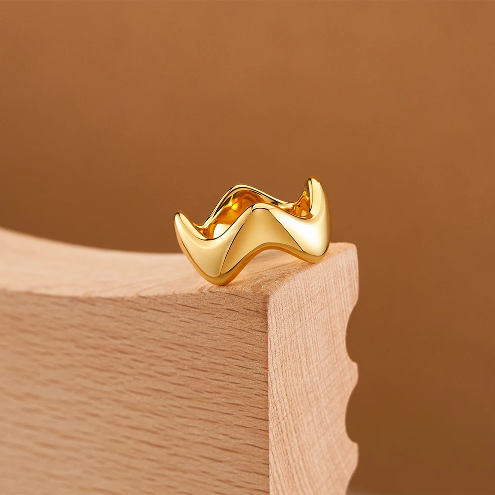 

ENFASHION Geometry Wave Ring For Women Anillos Mujer Gold Color 18K Plated Fashion Jewelry Rings Simple Office Dropshipping 4211